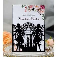 Party Invitation Card Butterfly Faery Holiday Greeting Card Laser Cut Iridescent Paper
